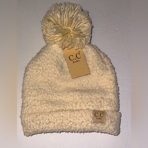 C.C Baby Cream Knit Pom Pom Beanie So‎ soft NWT